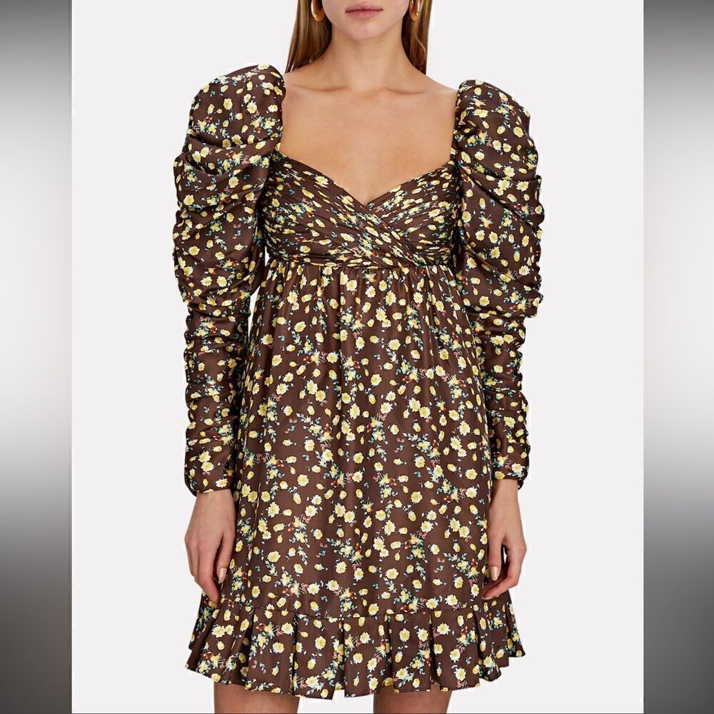 New AUTUMN ADEIGBO Bridgette Puff-Sleeve Mini Dress Size 4